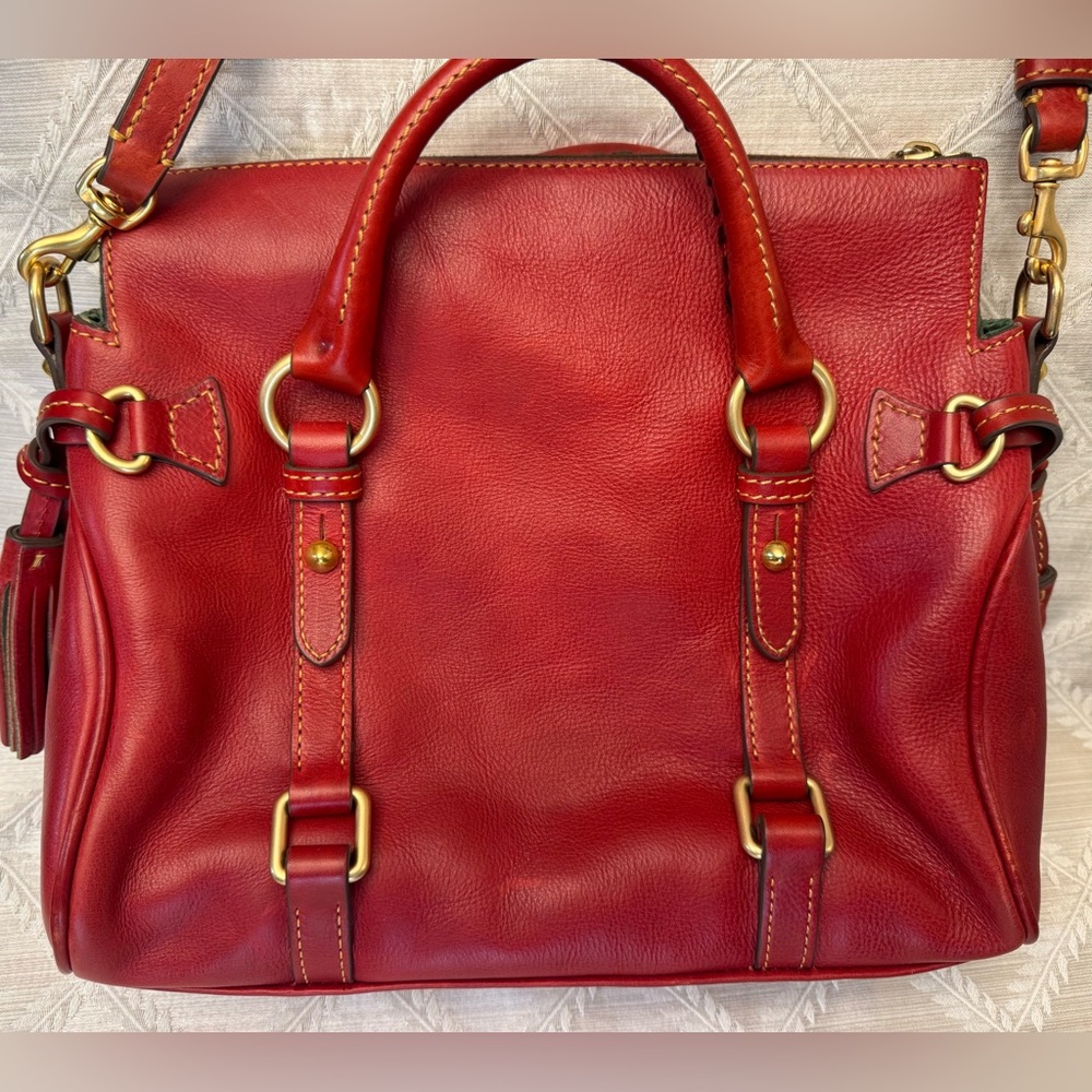 Dooney & Bourke Red Leather Women's Florentine Satchel Small Bag - Picture 3 of 11
